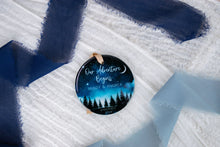 Load image into Gallery viewer, Night Sky Our Adventure Begins Engaged Ornament, Outdoorsy Couple Engagement Gift
