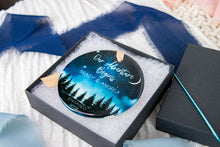 Load image into Gallery viewer, Night Sky Our Adventure Begins Engaged Ornament, Outdoorsy Couple Engagement Gift
