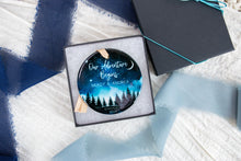 Load image into Gallery viewer, Night Sky Our Adventure Begins Engaged Ornament, Outdoorsy Couple Engagement Gift
