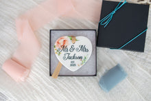 Load image into Gallery viewer, Heart Floral Mr and Mrs Wedding Ornament, Custom Wedding Gift
