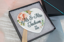 Load image into Gallery viewer, Heart Floral Mr and Mrs Wedding Ornament, Custom Wedding Gift
