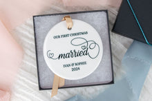 Load image into Gallery viewer, First Christmas Married Christmas Ornament, Personalized Gift for New Husband or Wife
