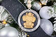 Load image into Gallery viewer, Elephant Baby&#39;s First Christmas Ornament, Custom Name Ornament for Kids, Made For Kids or Babies
