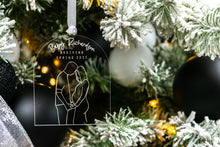 Load image into Gallery viewer, Clear Acrylic Pregnancy Announcement Ornament, Couple Baby Announcement Ornament, Christmas Baby Announcement
