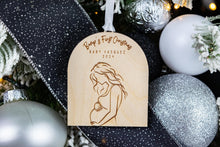 Load image into Gallery viewer, Personalized Wooden Baby Bumps First Christmas Ornament, Personalized Gift for Expecting Parents
