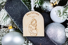 Load image into Gallery viewer, Personalized Wood Bumps First Christmas Ornament, Expecting Mom Gift
