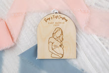 Load image into Gallery viewer, Personalized Wood Bumps First Christmas Ornament, Expecting Mom Gift
