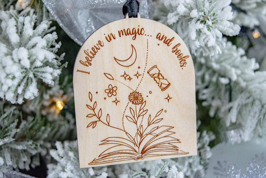 I Believe in Magic and Books, Book Christmas Ornament, Book Lover Gift