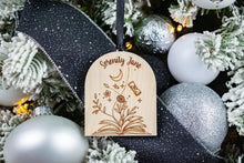 Load image into Gallery viewer, Wood Name Bookish Ornament, Personalized Gift for Book Lover
