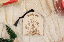 Load image into Gallery viewer, Wood Name Bookish Ornament, Personalized Gift for Book Lover
