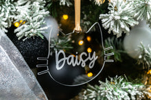 Load image into Gallery viewer, Clear Acrylic Personalized Cat Ornament, Pet Christmas Ornament, Custom Cat Ornament, Cat Lover Gift
