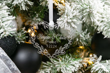 Load image into Gallery viewer, Acrylic Floral Heart Married Christmas Ornament, Personalized Wedding Gifts for Couple
