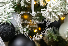 Load image into Gallery viewer, Acrylic Leafy Heart Married Christmas Ornament, Personalized Wedding Gift for Couple
