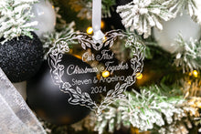 Load image into Gallery viewer, Acrylic Floral Wreath Our First Christmas Together Ornament, Christmas Gift for New Couple

