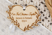 Load image into Gallery viewer, Wood Leafy Heart First Christmas Together Ornament, Gift for Girlfriend
