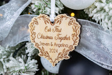 Load image into Gallery viewer, Wooden Floral Vine Our First Christmas Together Ornament, Gift for New Couples
