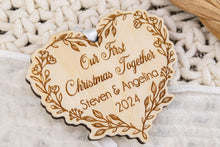 Load image into Gallery viewer, Wooden Floral Vine Our First Christmas Together Ornament, Gift for New Couples
