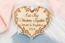 Load image into Gallery viewer, Wooden Floral Vine Our First Christmas Together Ornament, Gift for New Couples
