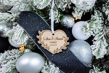 Load image into Gallery viewer, Wood Leafy Heart Married Christmas Ornament, Personalized Wedding Gift
