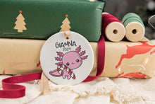 Load image into Gallery viewer, Personalized Axolotl Ornament, Axolotl Lover Gift, Custom Name Ornament
