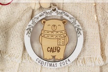 Load image into Gallery viewer, Bear Baby&#39;s First Christmas Ornament, Personalized Name Ornament for Kids, Options for Babies or Kids
