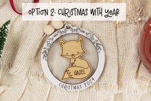 Load image into Gallery viewer, Personalized Fox Baby&#39;s First Christmas Ornament, Custom Name Ornament for Kids, Options for Kids and Babies
