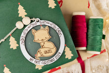 Load image into Gallery viewer, Personalized Fox Baby&#39;s First Christmas Ornament, Custom Name Ornament for Kids, Options for Kids and Babies
