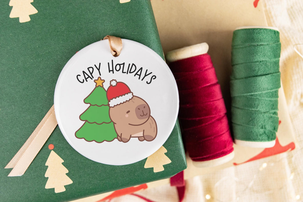 Capy Holidays Capybara Christmas Ornament, Capybara Lover Gift