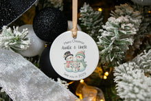 Load image into Gallery viewer, Snowman Pregnancy Announcement Ornament, Christmas Baby Announcement, Customizable to Announce to Any Family Member
