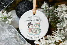 Load image into Gallery viewer, Snowman Pregnancy Announcement Ornament, Christmas Baby Announcement, Customizable to Announce to Any Family Member
