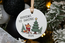 Load image into Gallery viewer, Fox Baby&#39;s First Christmas Ornament, Baby Boy Gift Personalized, Woodland Baby Ornament
