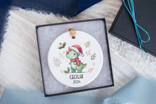 Load image into Gallery viewer, Personalized Kids Dinosaur Ornament, Custom Name Ornament
