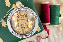 Load image into Gallery viewer, Light Up Reindeer Baby&#39;s First Christmas Ornament, Custom Name Ornament for Kids, Options for Babies and Kids
