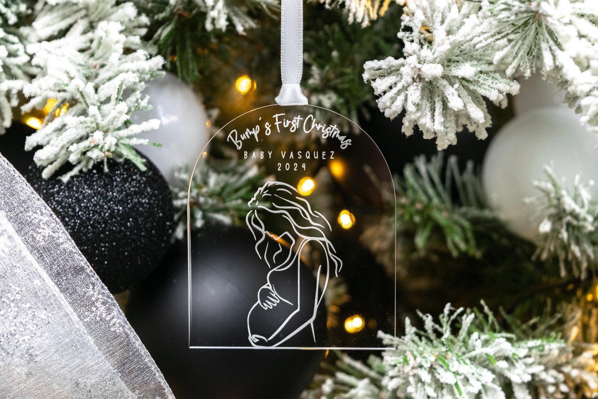 Clear Acrylic Baby Bumps First Christmas Pregnancy Announcement