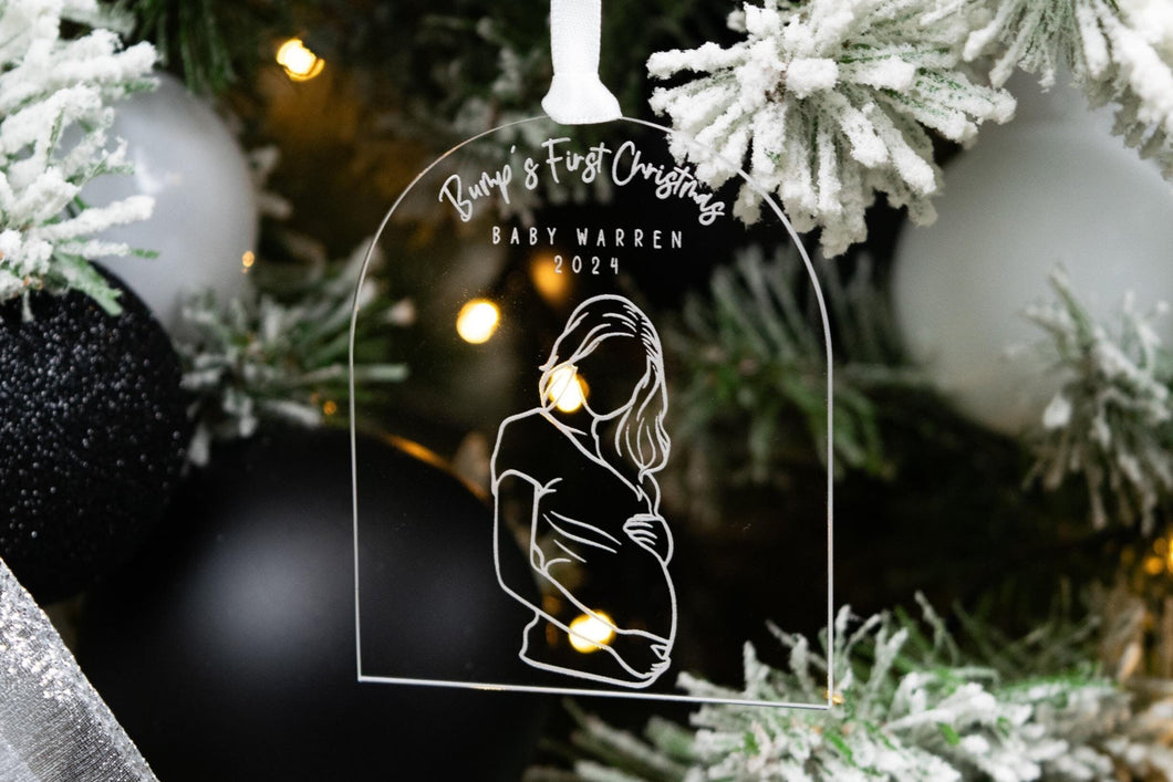 Clear Baby Bumps First Christmas Pregnancy Announcement Ornament, Gift for Expecting Parents