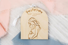 Load image into Gallery viewer, Personalized Wooden Baby Bumps First Christmas Ornament, Personalized Gift for Expecting Parents
