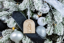 Load image into Gallery viewer, Personalized Wood Bumps First Christmas Ornament, Expecting Mom Gift
