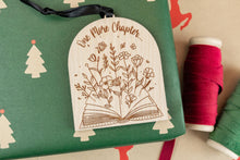 Load image into Gallery viewer, Wood One More Chapter Bookish Ornament, Arch Shaped Book Christmas Ornament, Book Lover Gift
