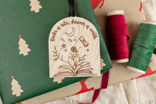 Load image into Gallery viewer, Wood Reader of Tales Dreamer of Worlds Book Lover Ornament, Bookish Gift for Readers
