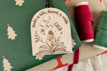 Load image into Gallery viewer, Wood Reader of Tales Dreamer of Worlds Book Lover Ornament, Bookish Gift for Readers
