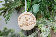 Load image into Gallery viewer, Wood In Love with Fictional Characters Book Christmas Ornament, Book Lover Gift, Gift for Readers
