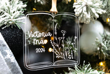 Load image into Gallery viewer, Acrylic Name Book Shaped Ornament, Personalized Book Lover Gift
