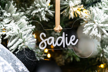 Load image into Gallery viewer, Clear Dog Bone Ornament, Dog Name Ornament, Custom Dog Ornament, Personalized Dog Ornament, Pet Christmas Ornament, Dogs First Christmas
