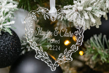 Load image into Gallery viewer, Acrylic Floral Heart Married Christmas Ornament, Personalized Wedding Gifts for Couple
