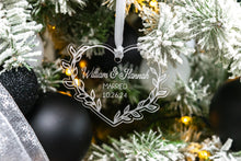 Load image into Gallery viewer, Acrylic Leafy Heart Married Christmas Ornament, Personalized Wedding Gift for Couple
