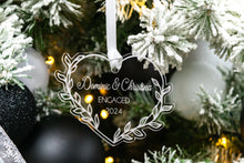 Load image into Gallery viewer, Acrylic Engaged Christmas Ornament, Engagement Gift for Couple, Leafy Vine Heart Ornament
