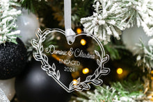 Load image into Gallery viewer, Acrylic Engaged Christmas Ornament, Engagement Gift for Couple, Leafy Vine Heart Ornament
