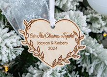 Load image into Gallery viewer, Wood Leafy Heart First Christmas Together Ornament, Gift for Girlfriend
