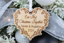 Load image into Gallery viewer, Wooden Floral Vine Our First Christmas Together Ornament, Gift for New Couples
