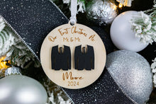 Load image into Gallery viewer, 3D Wood and Acrylic First Christmas as Mr and Mrs, Wedding Gift for Couple, Newlywed Ornament
